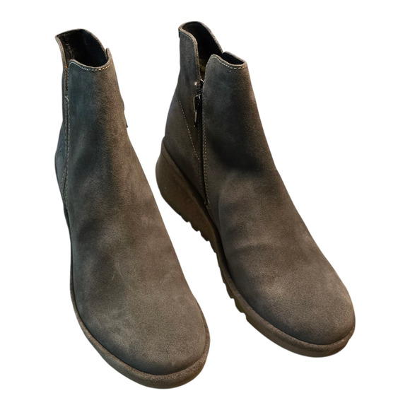 Fly London Nilo Ankle Wedge Oil Suede Bootie Womens Size 42 US Size 11 Gray - Picture 1 of 14